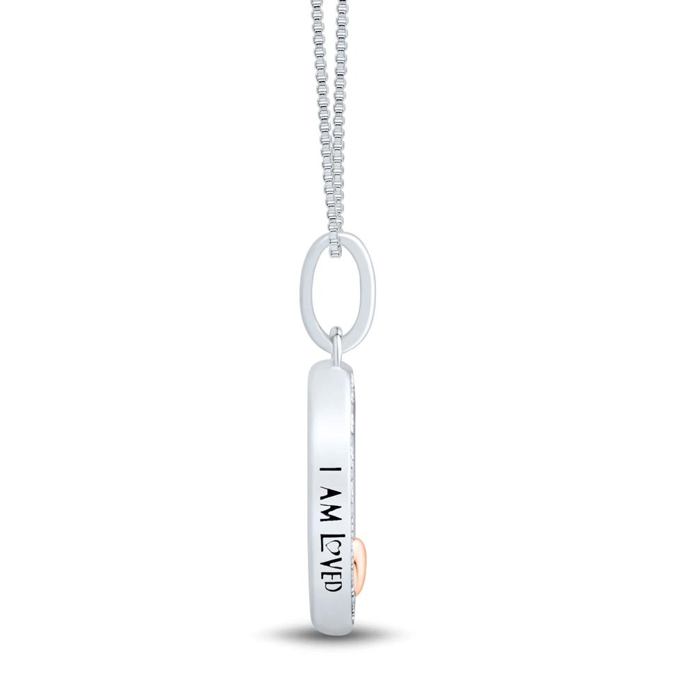 Diamond Accent Initial O Pendant in Sterling Silver and 14K Rose Gold – Image 3 of 4