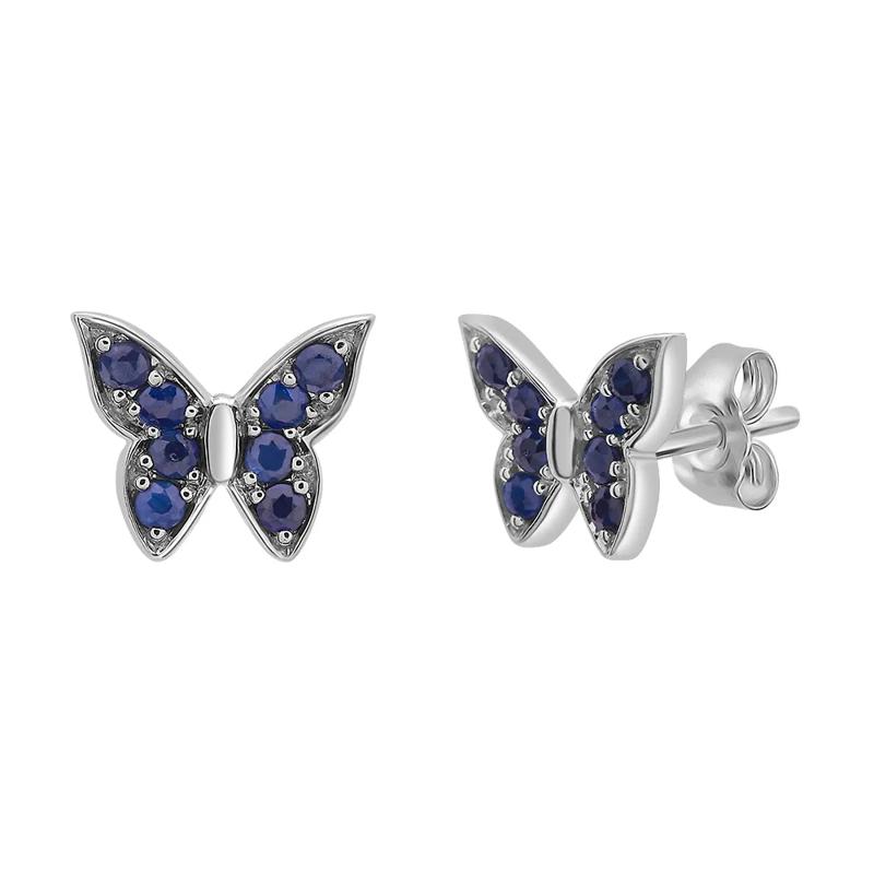 Blue Sapphire Butterfly Earring in 10K White Gold – Image 1 of 1