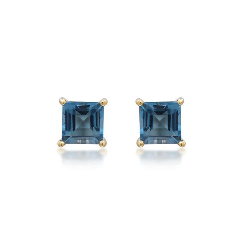 London Blue Topaz Studs in 10K Yellow Gold – Image 1 of 4