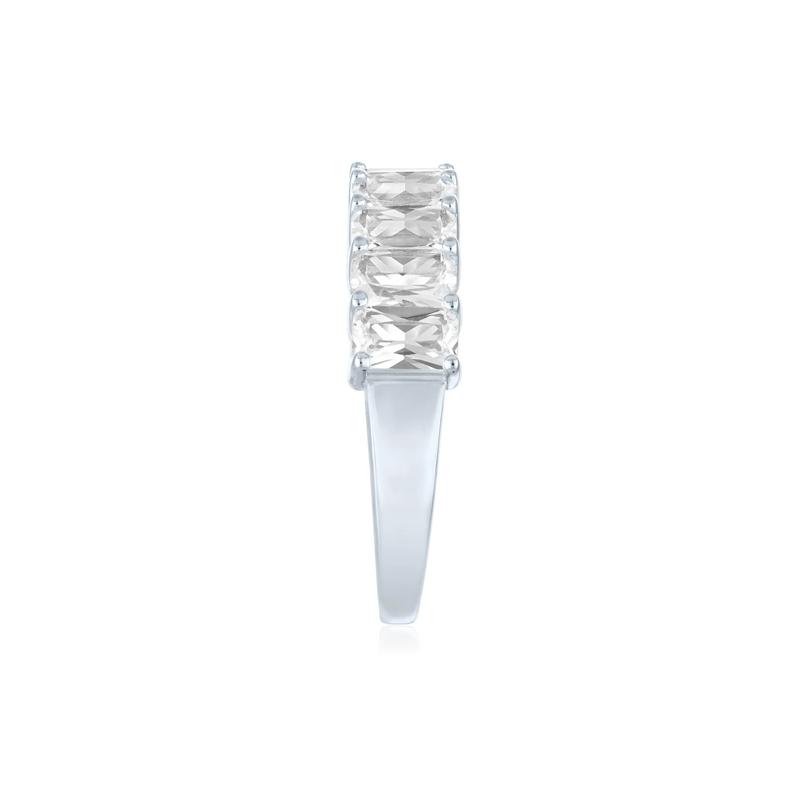 Lab-Created White Sapphire Emerald-Cut Ring in Sterling Silver – Image 2 of 3