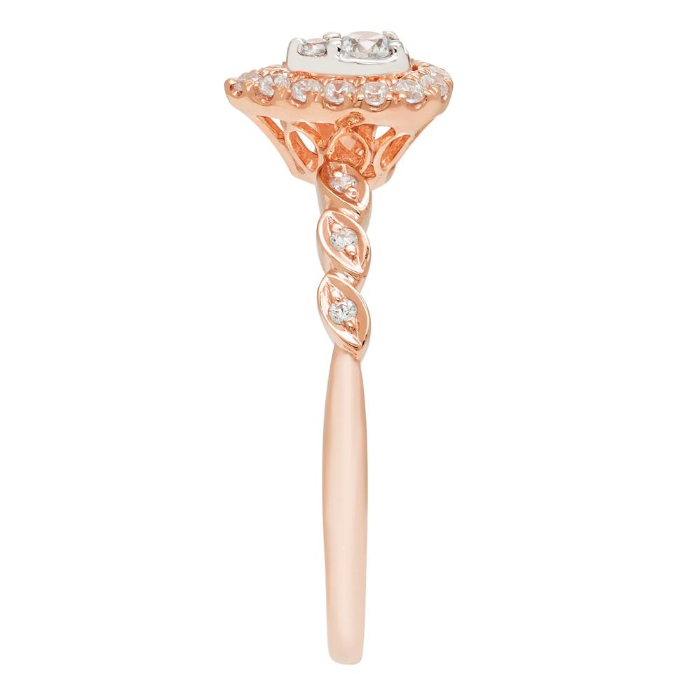 Pear-Shaped Diamond Promise Ring with Halo in 10K Rose Gold (1/5 ct. tw.)  – Image 3 of 3