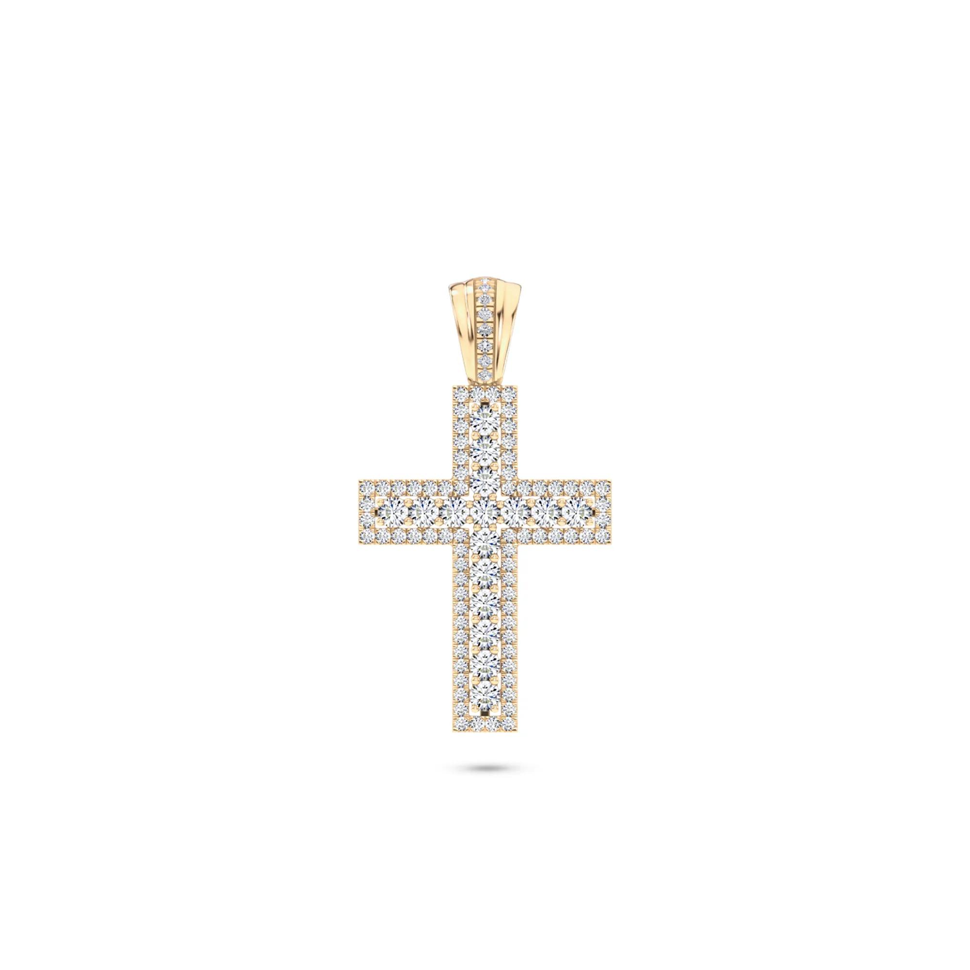 Men's Lab Grown Diamond Cross Pendant in 10K Yellow Gold