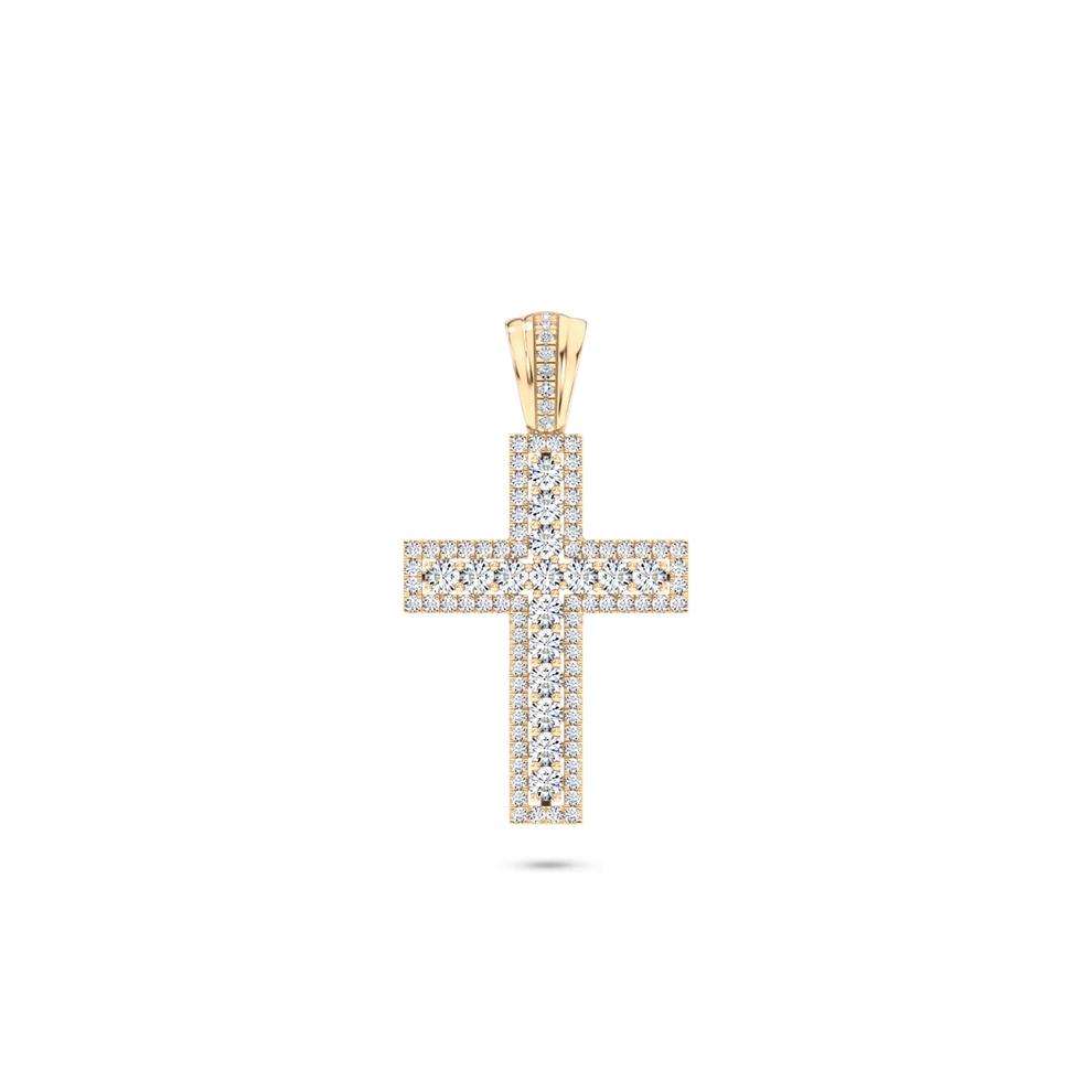 Men's Lab Grown Diamond Cross Pendant in 10K Yellow Gold