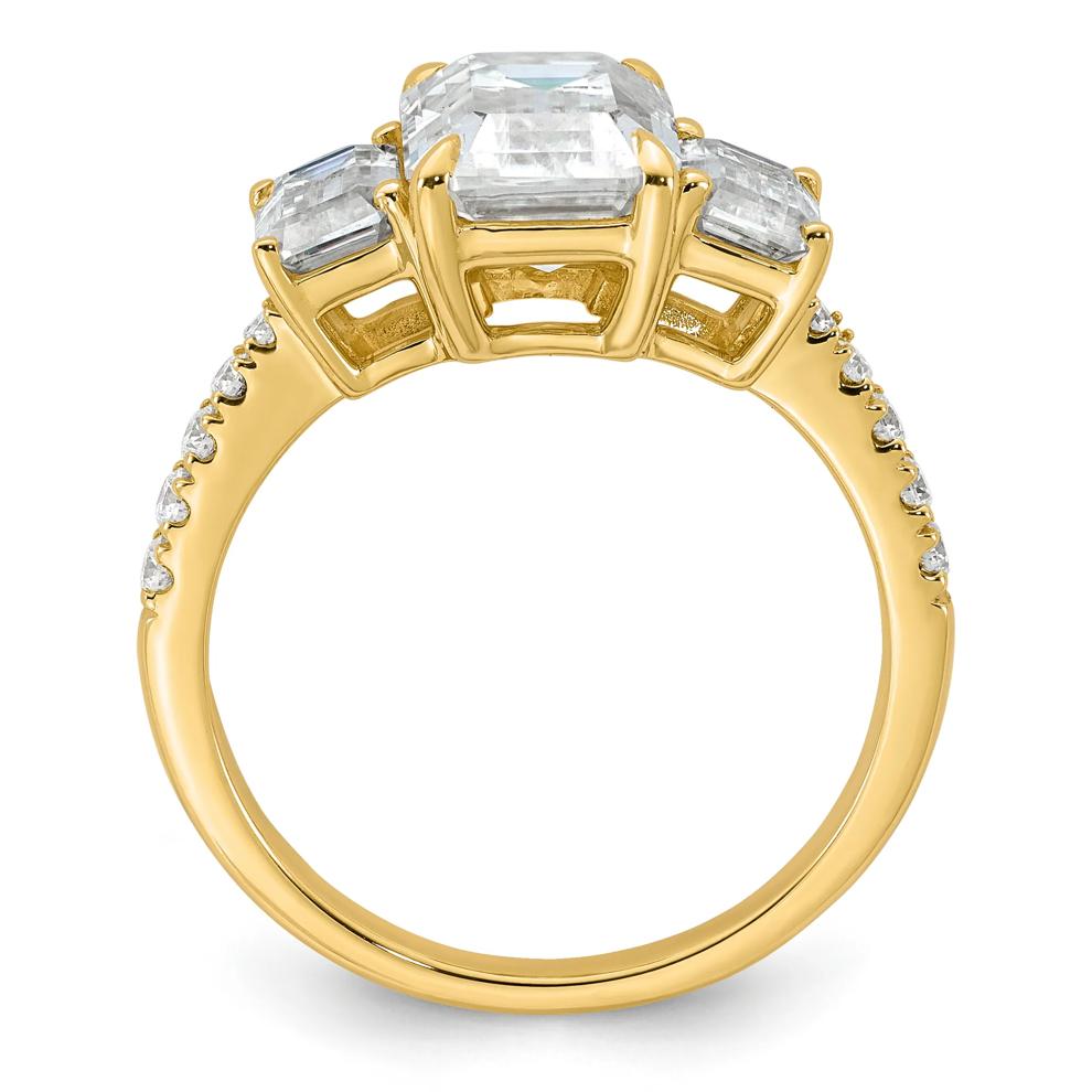 Lab-Created Moissanite Emerald-Cut Three-Stone Ring in 10K Yellow Gold (3 1/4 ct. dew) – Image 2 of 3