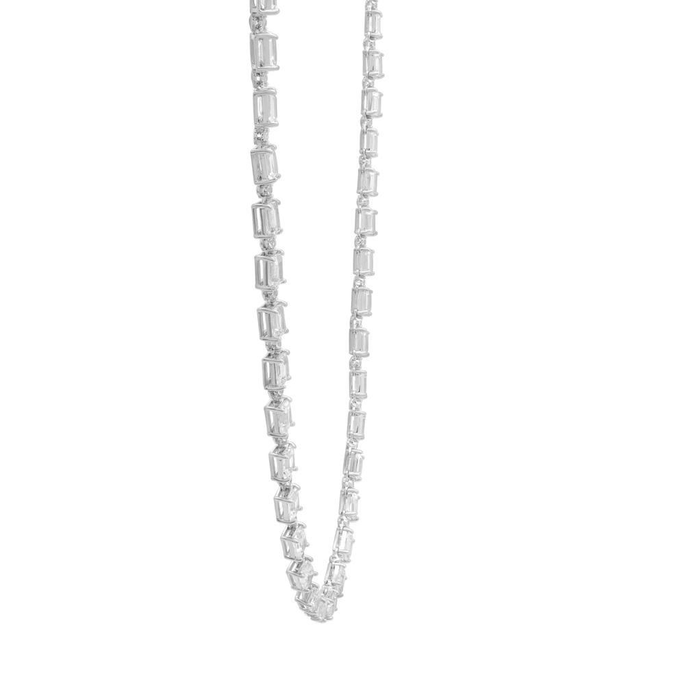 Lab-Created White Sapphire Tennis Necklace in Sterling Silver – Image 2 of 5