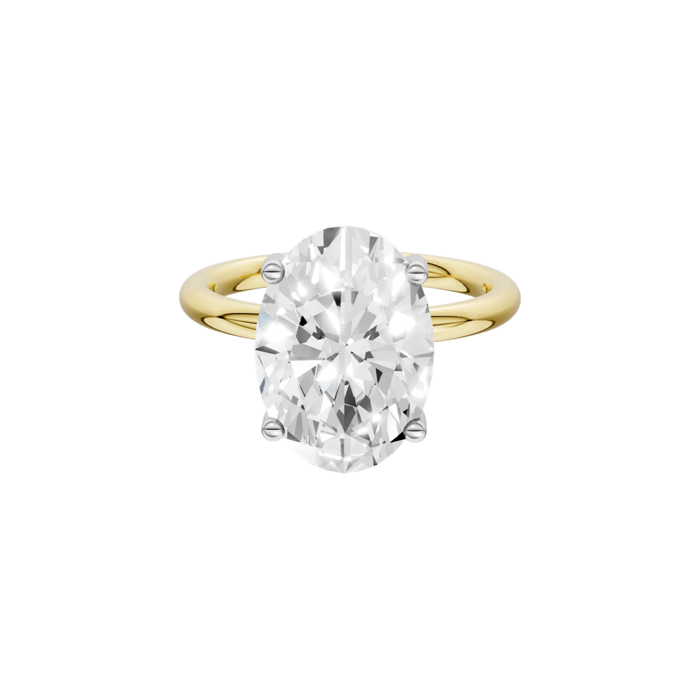 Lab Grown Diamond Oval Solitaire Engagement Ring in 14K Yellow &amp; White Gold (5 ct. tw.) – Image 1 of 5
