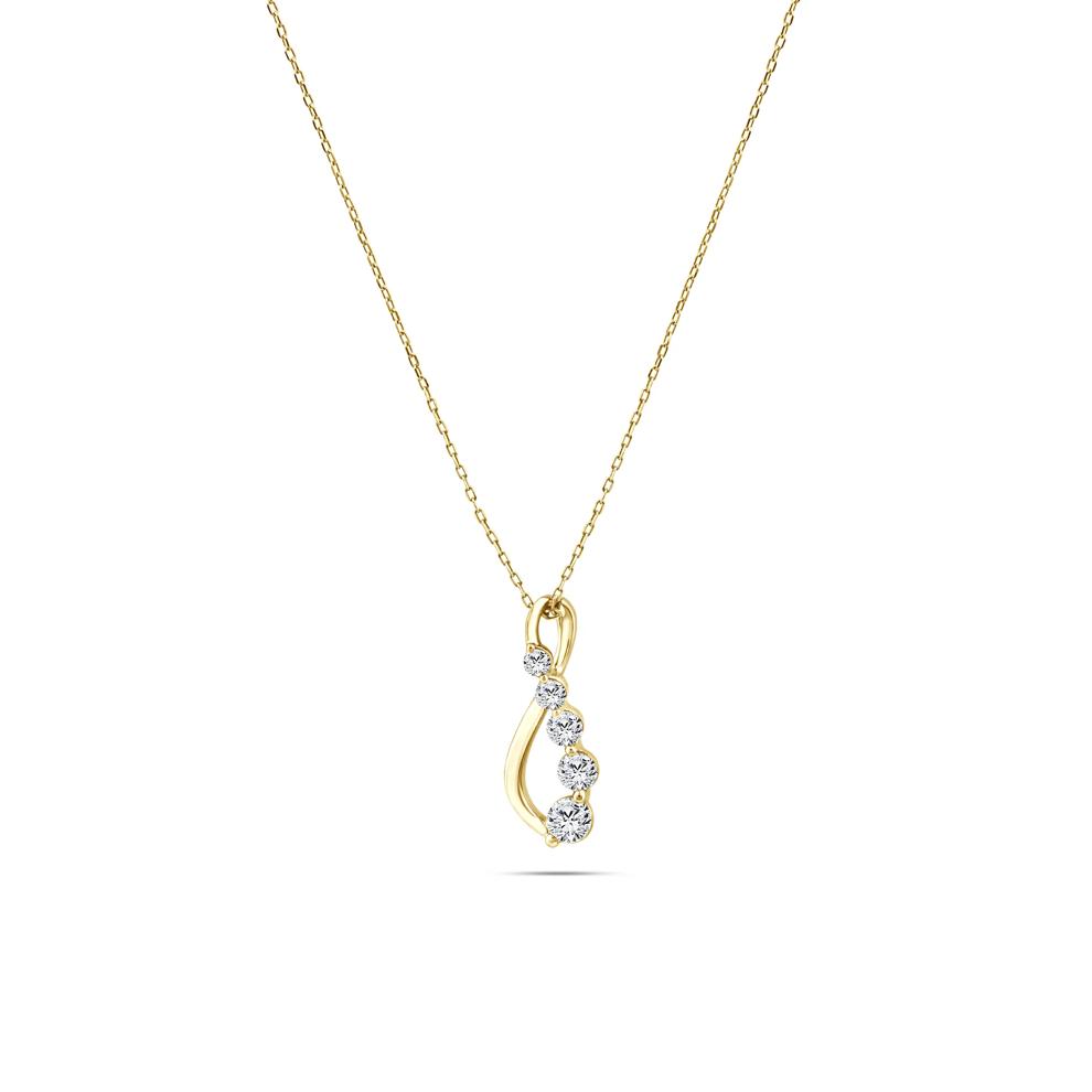Diamond Five-Stone Drop Pendant in 10K Yellow Gold (1/3 ct. tw.) – Image 1 of 4