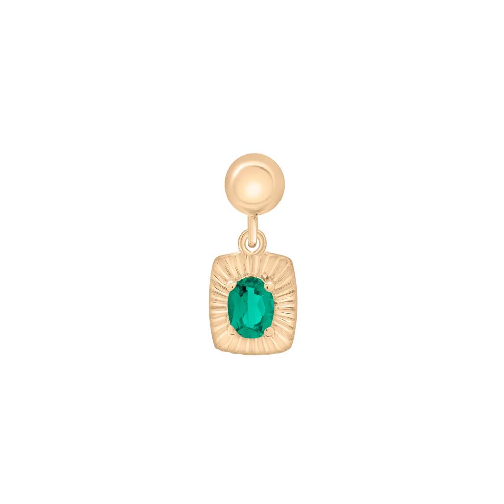 Lab-Created Emerald Medallion Birthstone Bead Charm in Vermeil – Image 1 of 3