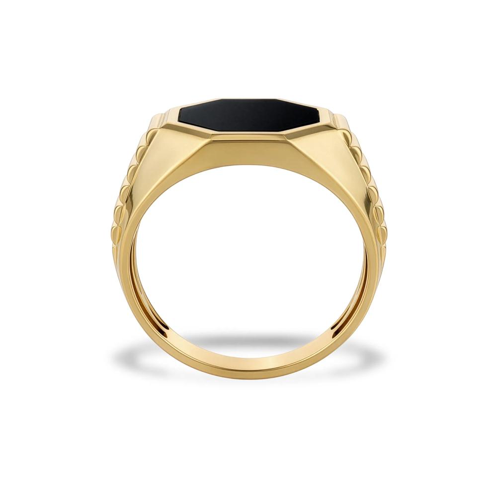 Men's Black Onyx Octagon Ring in 10K Yellow Gold – Image 2 of 4
