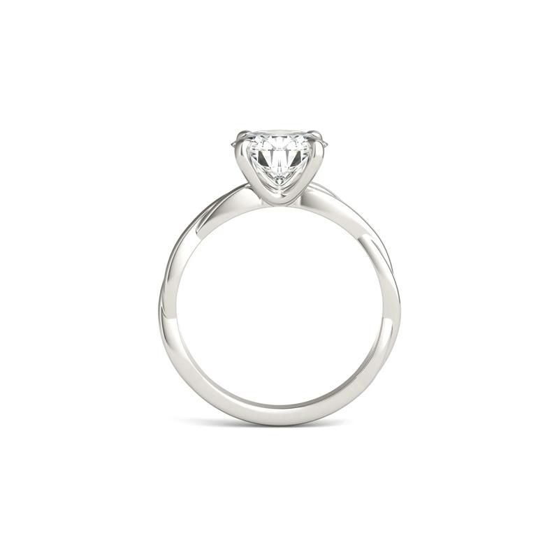Round Solitaire Moissanite Ring with Twist Band in 14K White Gold &#40;1 7/8 ct. dew&#41; – Image 2 of 5