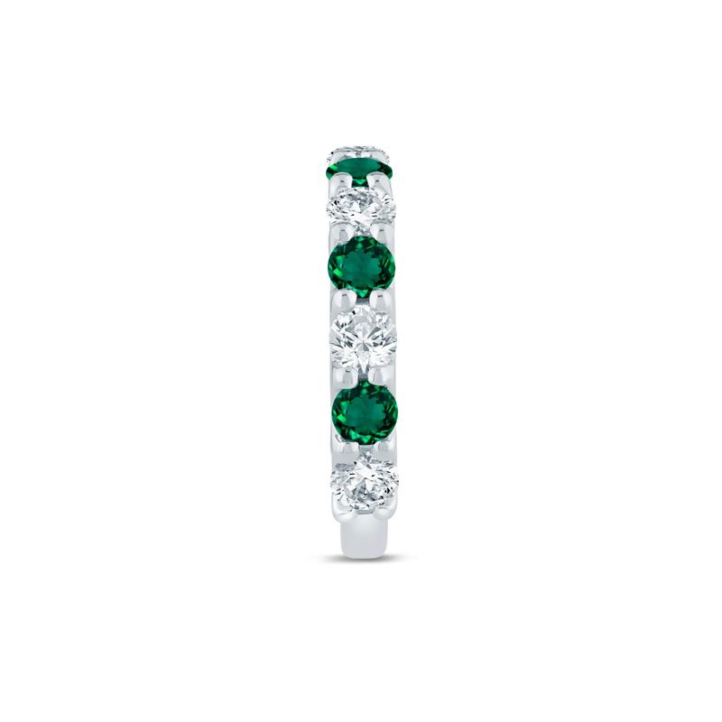 Lab Grown Diamond and Lab-Created Emerald Anniversary Band in 14K White Gold &#40;1 ct. tw.&#41; – Image 3 of 3