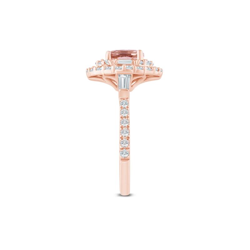 Morganite and Diamond Oval Ring in 14K Rose Gold &#40;7/8 ct. tw.&#41; – Image 3 of 3