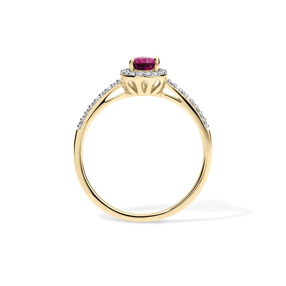 Garnet &amp; Diamond Accent Halo Ring in 10K Yellow Gold – Image 2 of 4