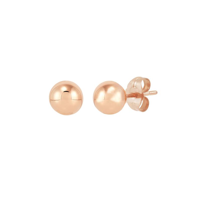 Polished Ball Stud Earring in 14K Rose Gold, 6MM – Image 1 of 1
