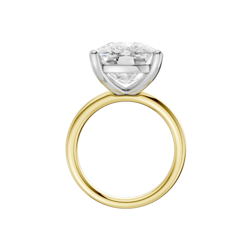 Lab Grown Diamond Elongated Cushion Solitaire Engagement Ring in 14K Yellow &amp; White Gold (10 ct.) – Image 3 of 5