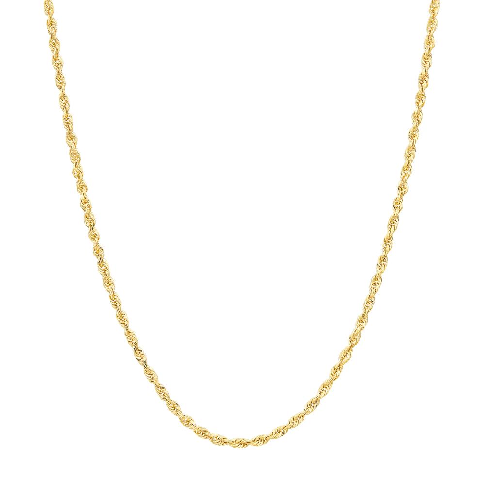 Heavy Hollow Glitter Rope Chain Necklace in 10K Yellow Gold, 18" – Image 1 of 4