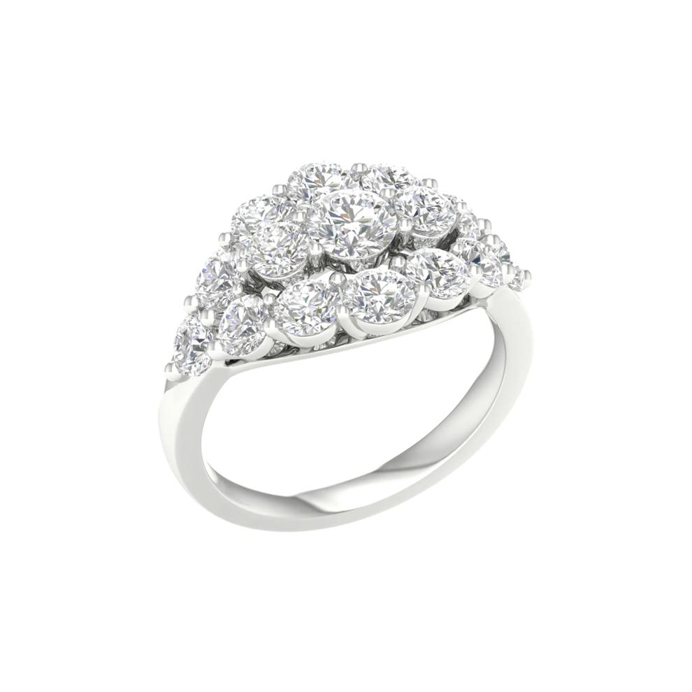 Lab Grown Diamond Round Cluster Ring in 14K White Gold (3 ct. tw.) – Image 2 of 4