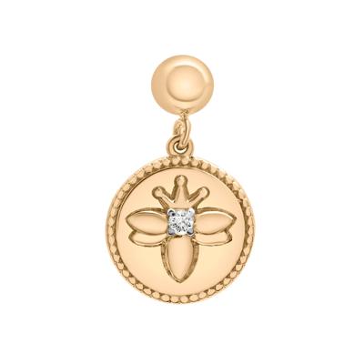 Diamond Accent Bee Disc Bead Charm in Sterling Silver