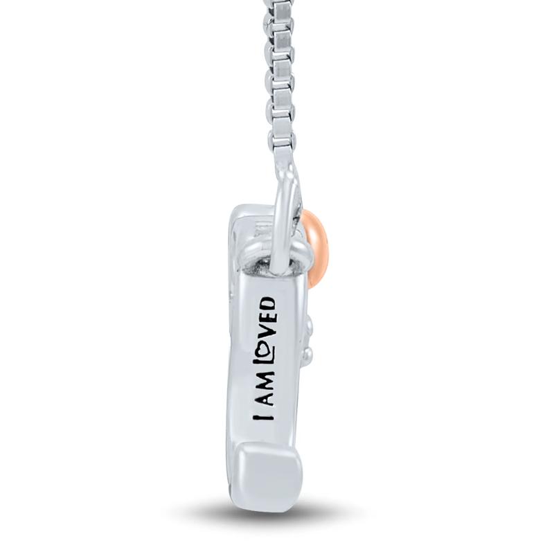 Diamond Accent Sister Necklace in Sterling Silver and 14K Rose Gold – Image 2 of 3