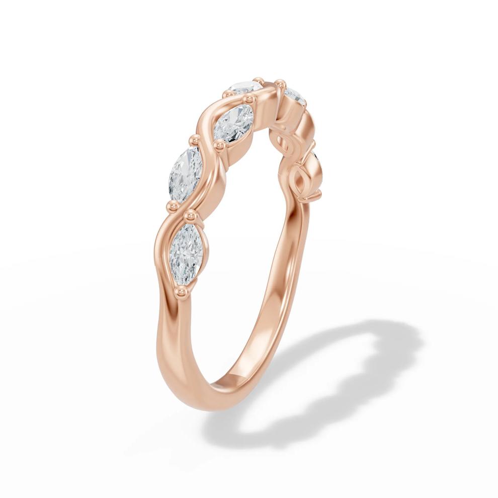 Lab Grown Diamond Marquise Wave Band in 14K Rose Gold (3/8 ct. tw.) – Image 3 of 4