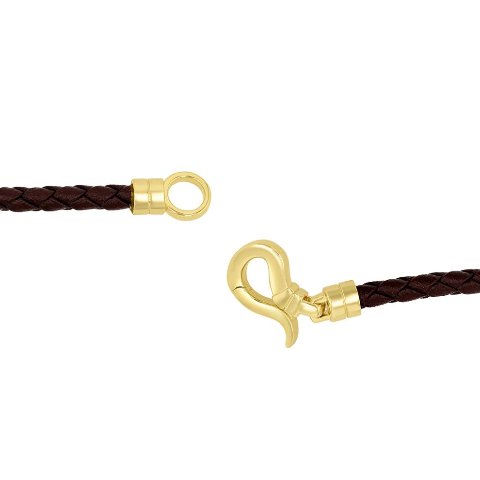 Men's Woven Leather Screw Bracelet in Sterling Silver and Vermeil, 8.5" – Image 2 of 3