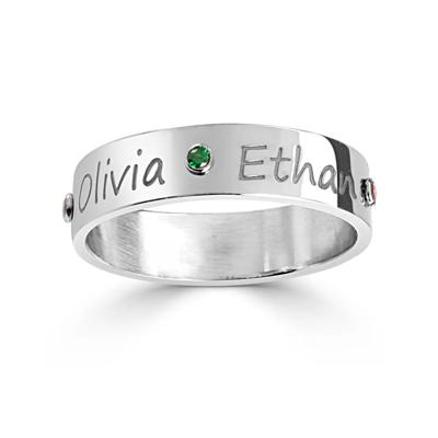 engravable ring with custom gemstones (1-4 stones) in Sterling Silver