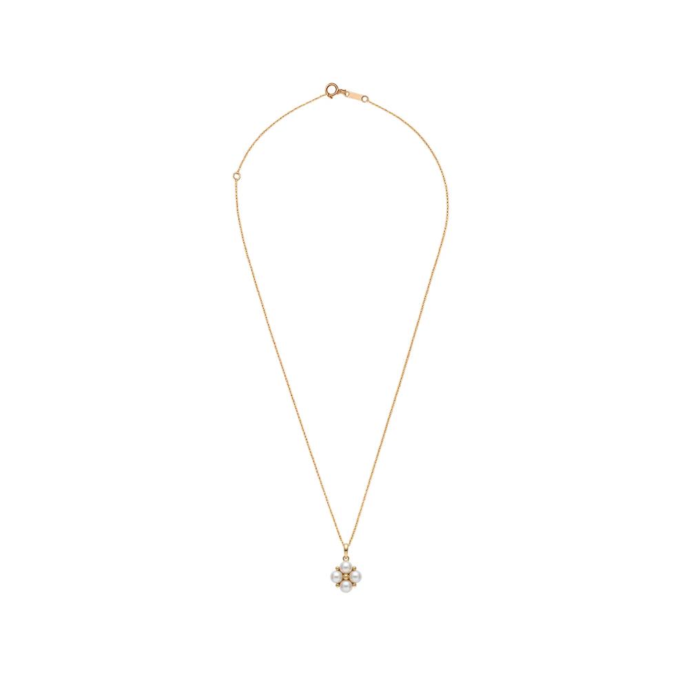 Freshwater Cultured Pearl Clover Pendant Necklace in 10K Yellow Gold – Image 3 of 4