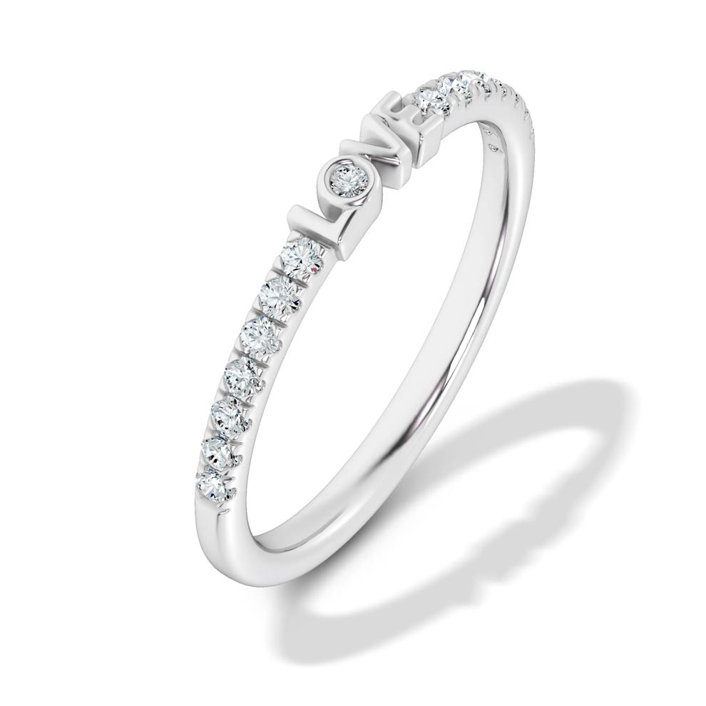 Diamond "Love" Stack Band in 10K White Gold (1/7 ct. tw.) – Image 4 of 4
