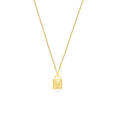 Men's Diamond Accent Lion's Head Lock Pendant Necklace in 10K Yellow Gold