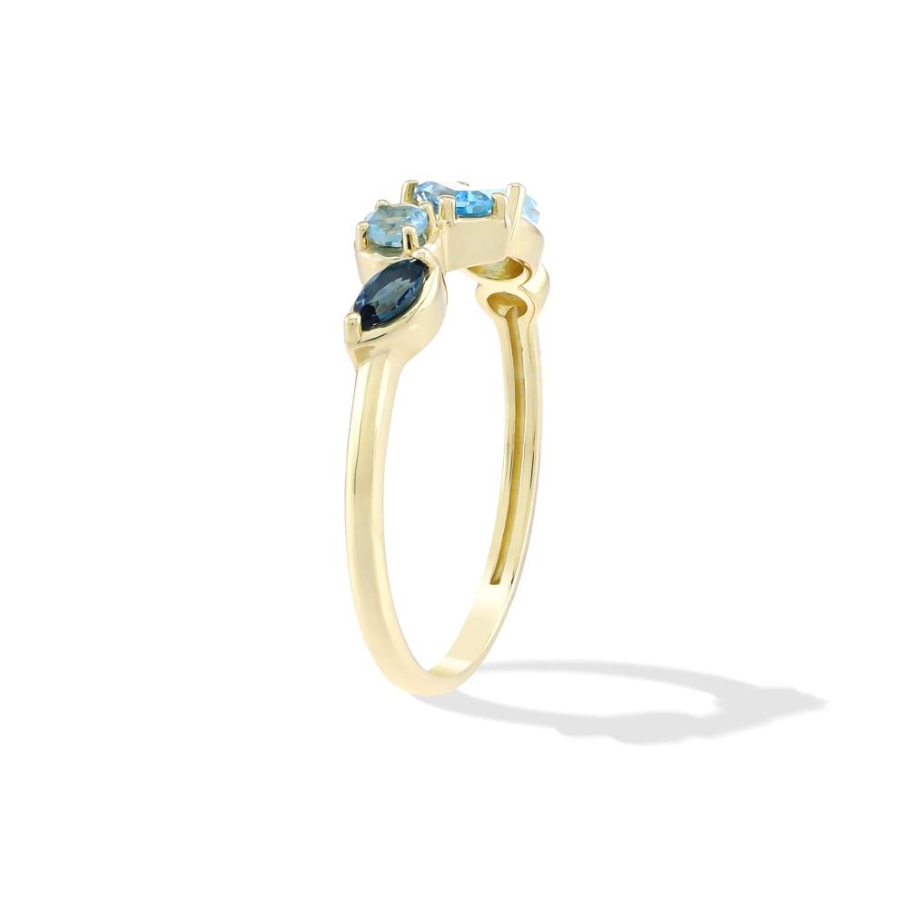 Mixed Blue Topaz &amp; Lab-Created White Sapphire Band Ring in 10K Yellow Gold – Image 3 of 4