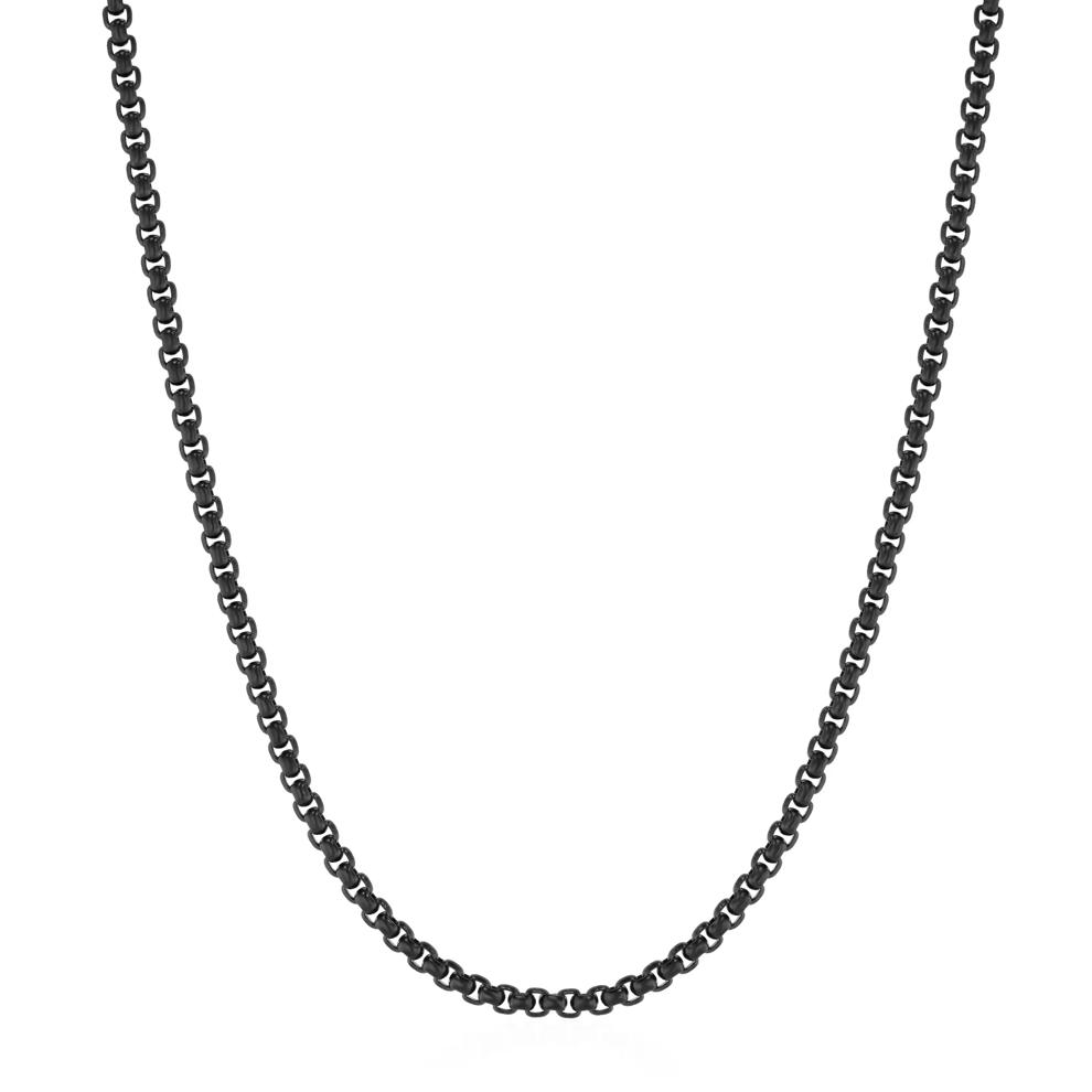 Men's Black Rolo Box Link Chain in Stainless Steel, 22" – Image 1 of 3