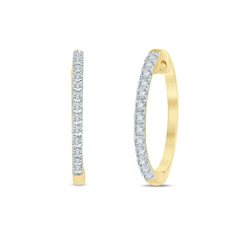 Lab Grown Diamond Hinged-Back Hoop Earrings in 10K Yellow Gold &#40;1/4 ct. tw.&#41; – Image 1 of 1