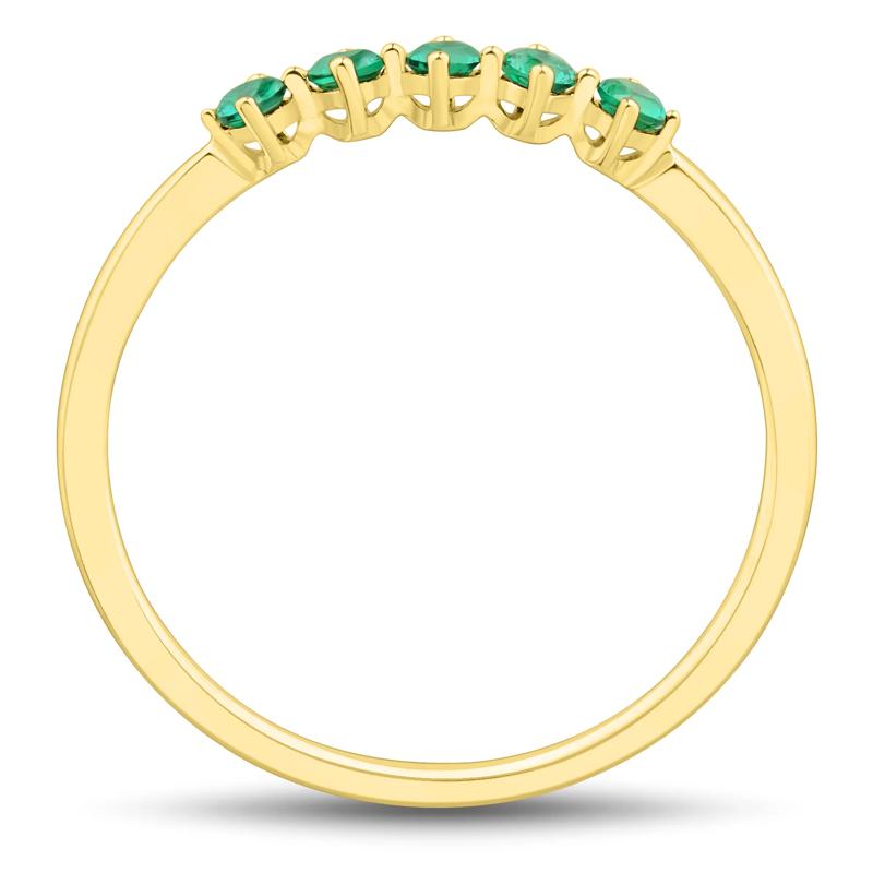 Lab-Created Emerald Five-Stone Band in 10K Yellow Gold – Image 2 of 4