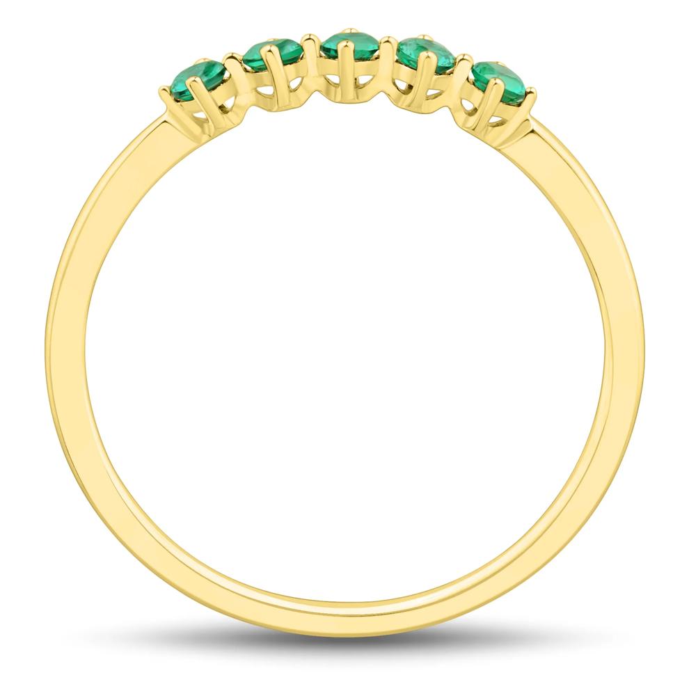 Lab-Created Emerald Five-Stone Band in 10K Yellow Gold – Image 2 of 4