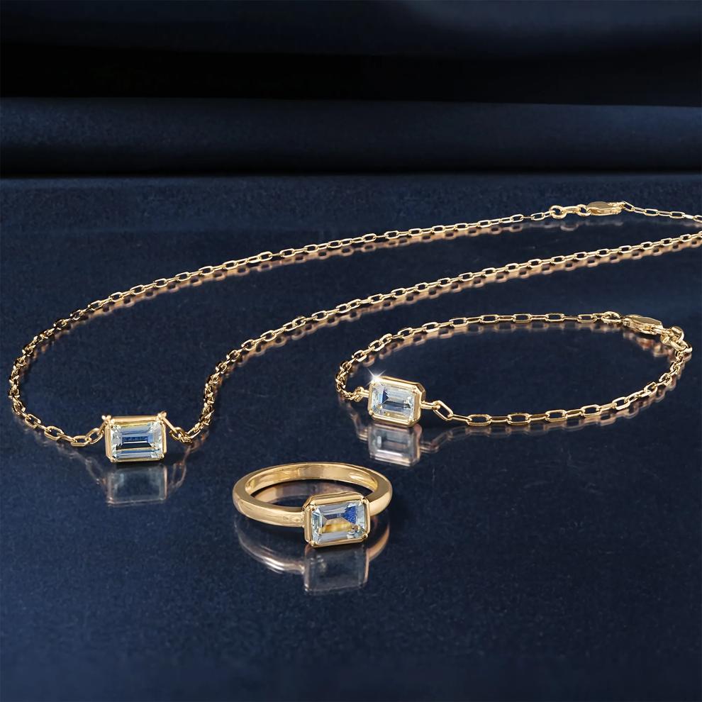 Aquamarine Emerald-Cut Bracelet in Vermeil – Image 2 of 2