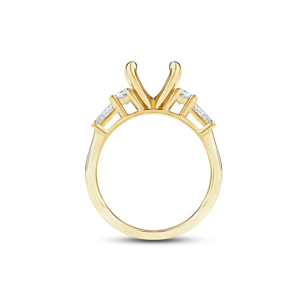 1/2 ct. tw. Round and Baguette-Cut Diamond Semi-Mount Engagement Ring in 14k Yellow Gold (Setting Only) – Image 4 of 6