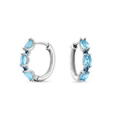 Blue Topaz & London Blue Topaz Hoop Earrings in Sterling Silver