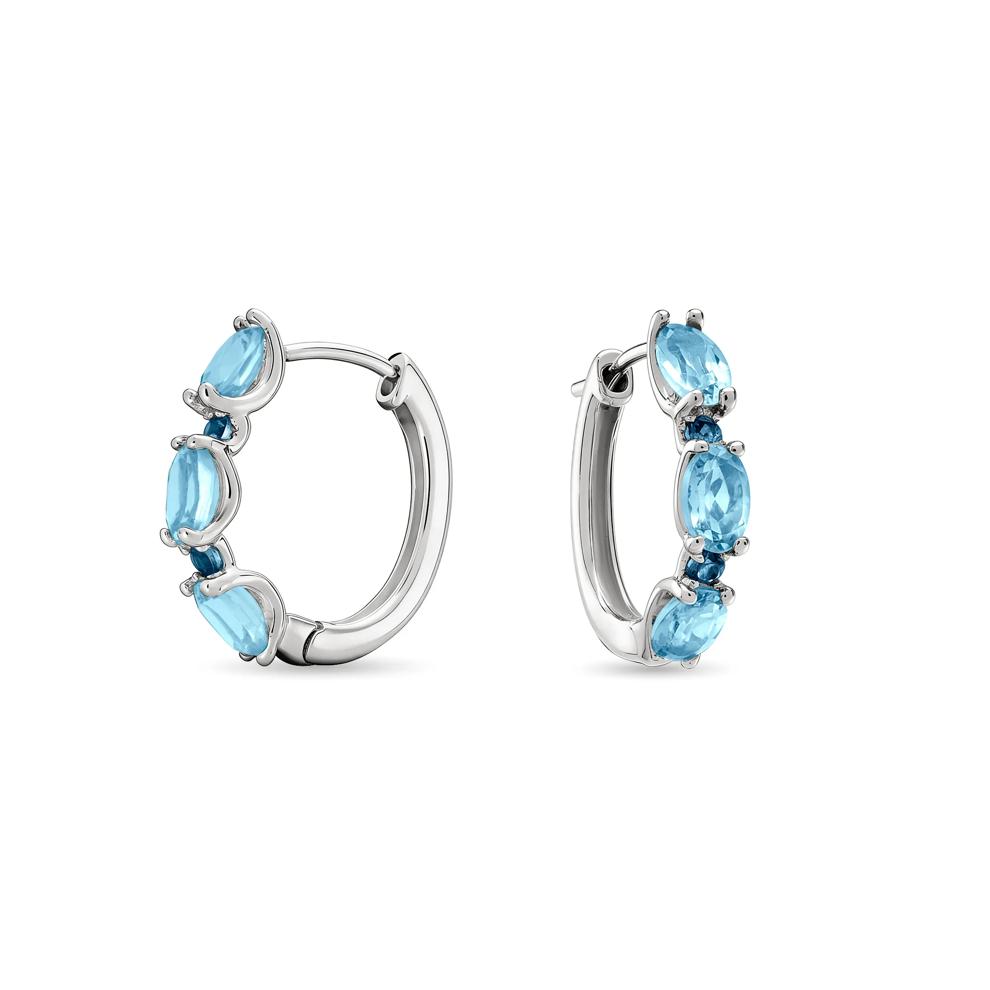 Blue Topaz &amp; London Blue Topaz Hoop Earrings in Sterling Silver – Image 1 of 2