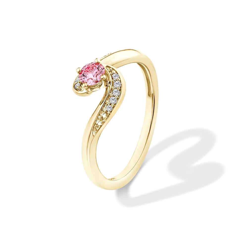 Lab Grown Diamond Pink Promise Ring in 10K Yellow Gold (1/5 ct. tw.) – Image 4 of 4