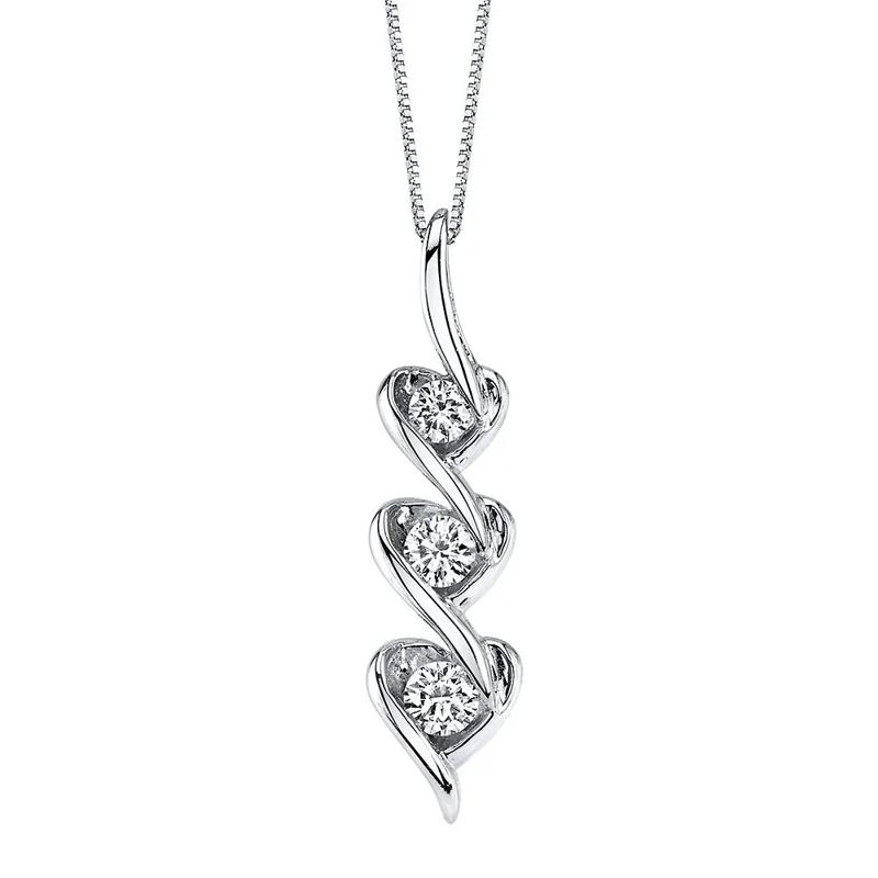 1/5 ct. tw. Diamond Heart Pendant in 10K White Gold  – Image 1 of 2
