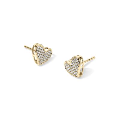Diamond Heart Stud Earrings in 14K Yellow Gold (1/7 ct. tw.)