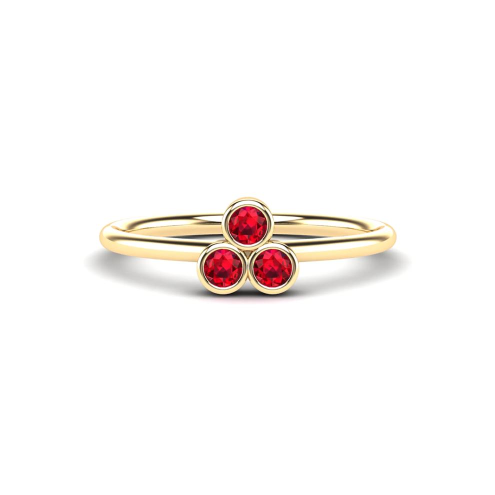 Ruby Three-Stone Pyramid Ring in 14K Yellow Gold – Image 1 of 4
