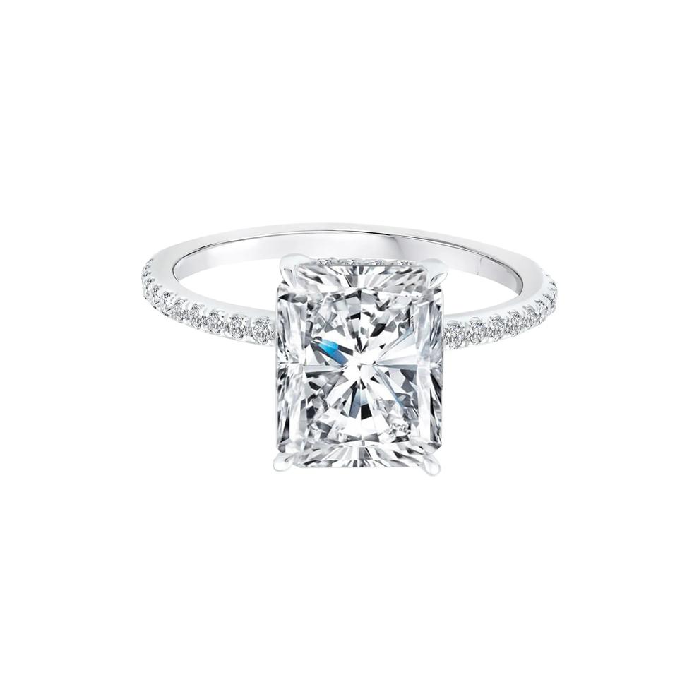 Lab Grown Diamond Radiant-Cut Engagement Ring in 14K White Gold (3 1/4 ct. tw.) – Image 1 of 3