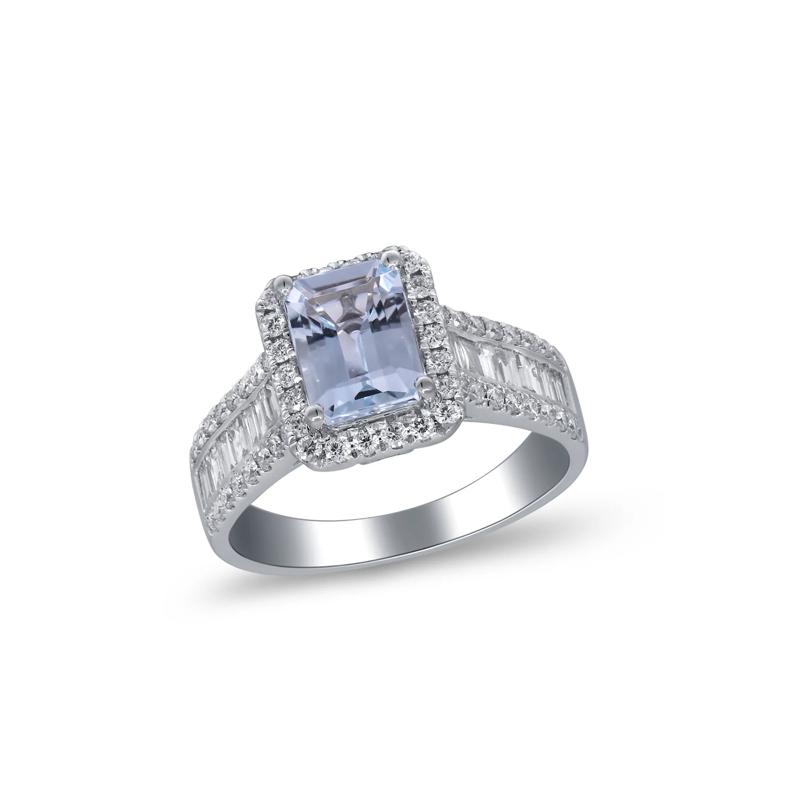 Aquamarine and Diamond Ring in 14K White Gold &#40;7/8 ct. tw.&#41; – Image 4 of 4
