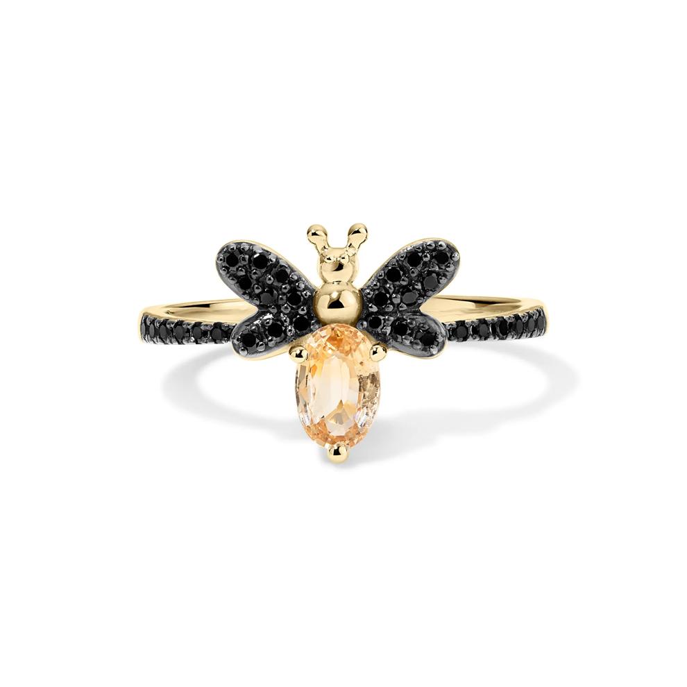 Citrine &amp; Black Diamond Bumblebee Ring in 10K Yellow Gold (1/5 ct. tw.) – Image 1 of 4