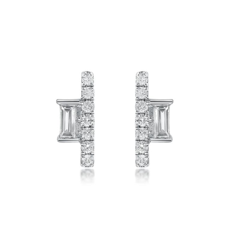 Diamond Geometric Bar Stud Earrings in 10K White Gold &#40;1/8 ct. tw.&#41; – Image 1 of 3