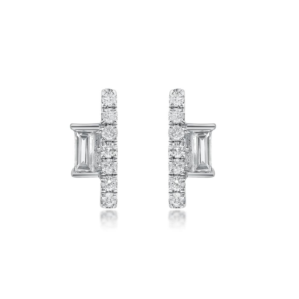 Diamond Geometric Bar Stud Earrings in 10K White Gold (1/8 ct. tw.) – Image 1 of 3