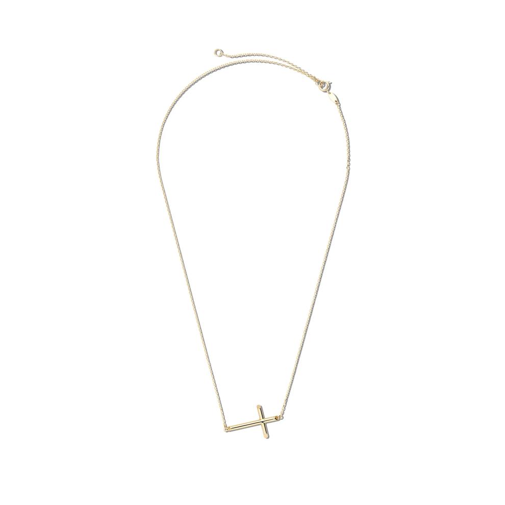 Sideways Cross Necklace in 14K Yellow Gold – Image 2 of 4