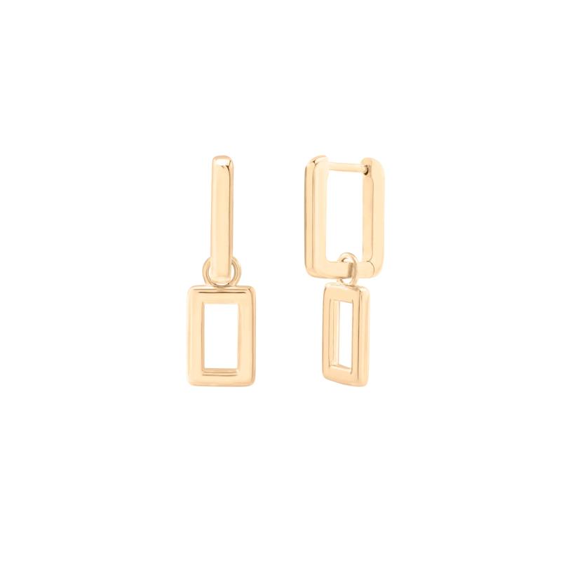 Rectangle Drop Convertible Hoop Earrings in Vermeil – Image 1 of 3