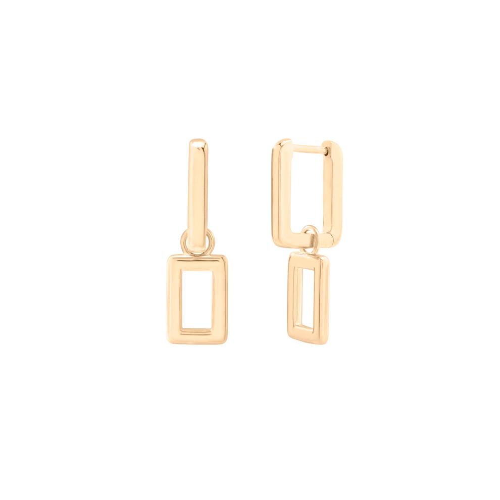 Rectangle Drop Convertible Hoop Earrings in Vermeil – Image 1 of 3